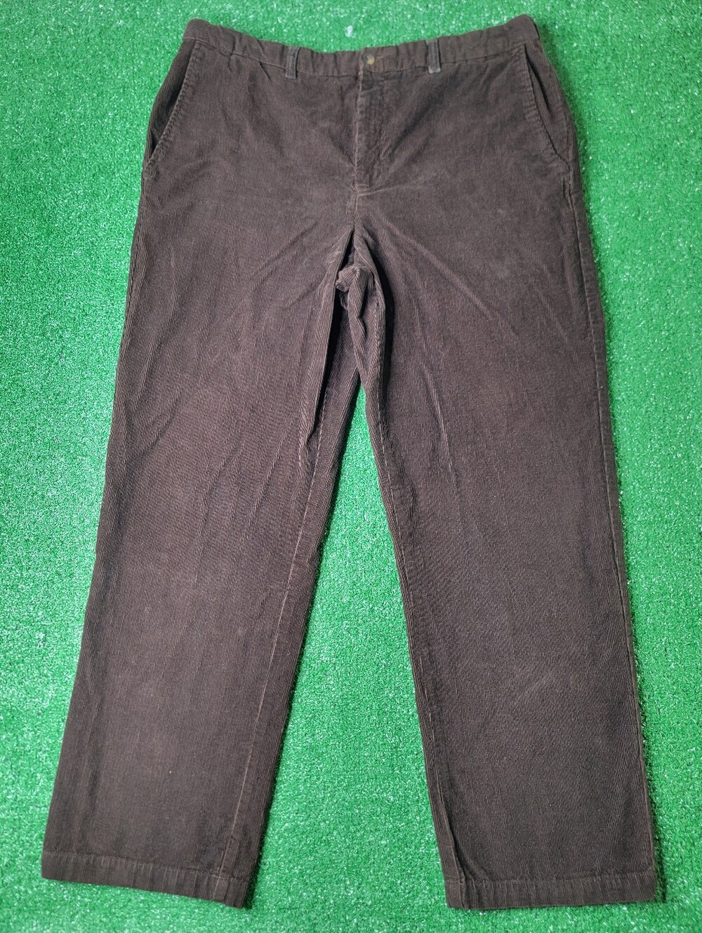 Haggar Corduroy Men's Pants 38x32 Brown Button Zip Pockets Relaxed 100% Cotton